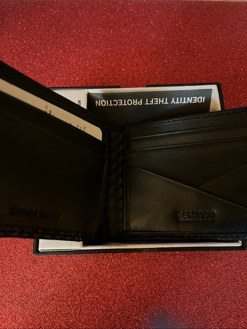 Kenneth Cole Black Carbon-Texture RFID Bi-Fold Wallet